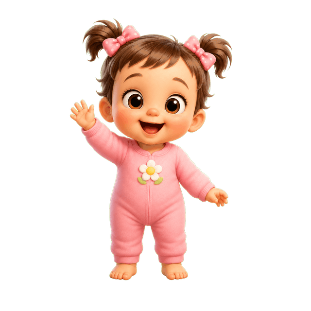 Smiling BabyLeveling mascot waving